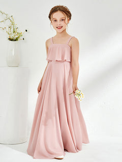 Shoulder Straps Junior Bridesmaid Dresses Champagne