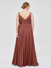 Double Strap Chiffon Bridesmaid Dresses Terracotta