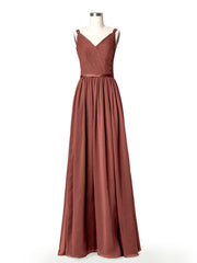 Double Strap Chiffon Bridesmaid Dresses Terracotta