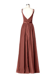 Double Strap Chiffon Bridesmaid Dresses Terracotta