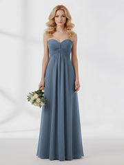 Strapless Empire Chiffon Dresses with Sweetheart Slate Blue