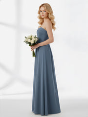 Strapless Empire Chiffon Dresses with Sweetheart Slate Blue