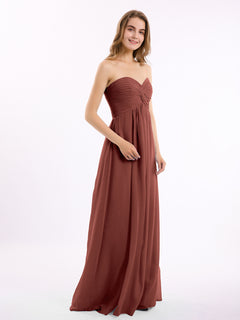 Strapless Empire Chiffon Dresses with Sweetheart Terracotta