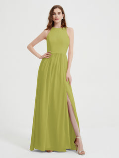 Halter Chiffon Simple Dress with Slit Clover