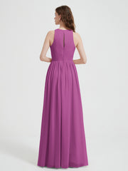 Halter Chiffon Simple Dress with Slit Orchid