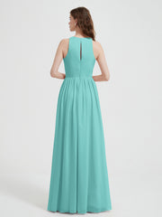 Halter Chiffon Simple Dress with Slit Spa