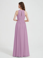 Halter Chiffon Simple Dress with Slit Wisteria
