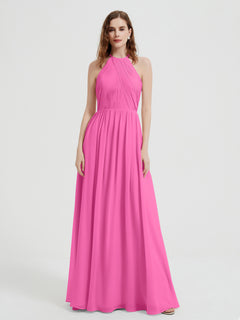 Halter Chiffon Dresses with Pleated Bodice Azalea Plus Size