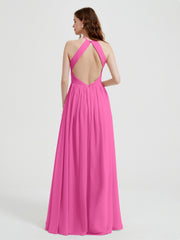 Halter Chiffon Dresses with Pleated Bodice Azalea Plus Size