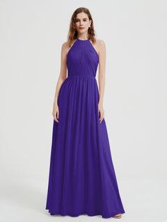 Halter Chiffon Dresses with Pleated Bodice Regency Plus Size