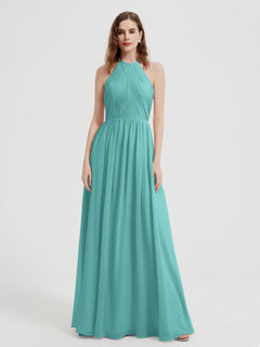 Halter Chiffon Dresses with Pleated Bodice Spa Plus Size