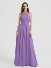 Halter Chiffon Dresses with Pleated Bodice Tahiti