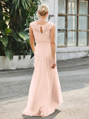 V-neck Lace Top Ruched Sheath Dress Pearl Pink