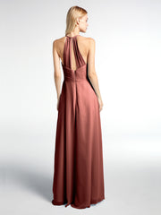 Spaghetti Strap Elegant Bridesmaid Dress with V-neck Terracotta