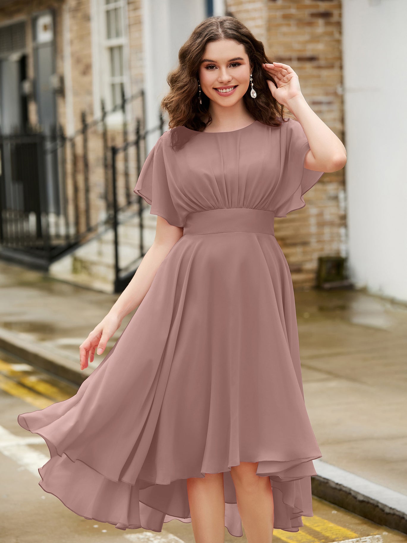 mauve brown dress Final Sale Plus Size Ribbed Midi Sweater Dress in Brown, Tan & Mauve main image 1
