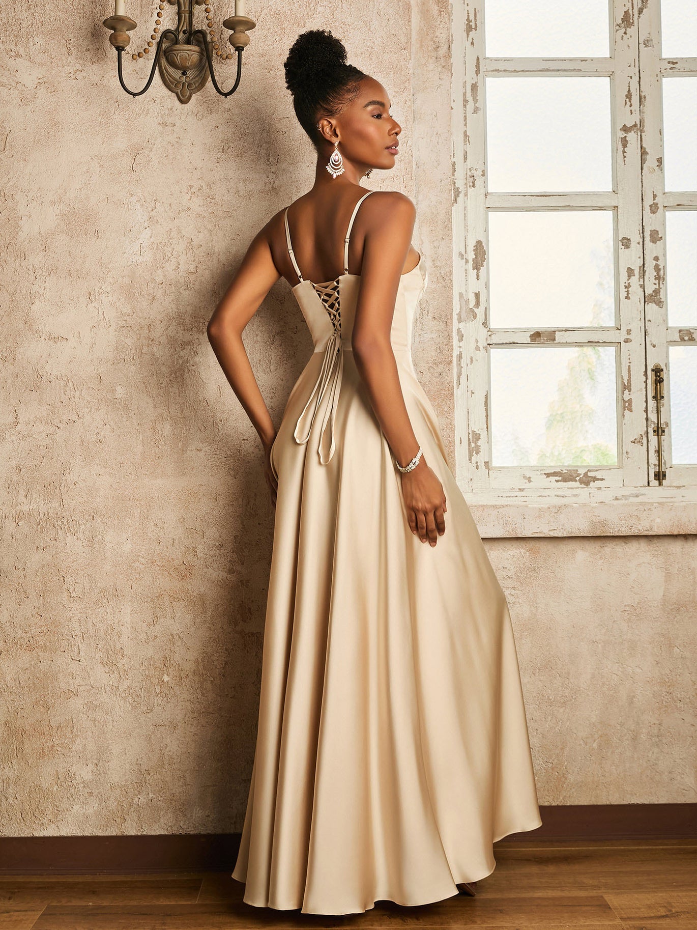 BABARONI A-line Floor-length Dress with Lace-up Taupe, Taupe / US0 BABARONI A-line Floor-length Dress with Lace-up Taupe, Taupe / US0