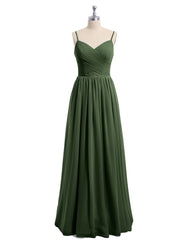 Sweetheart Neck Chiffon Dress with Spaghetti Strap Olive Green Plus Size