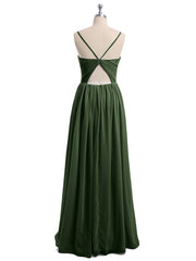 Sweetheart Neck Chiffon Dress with Spaghetti Strap Olive Green