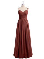 Sweetheart Neck Chiffon Dress with Spaghetti Strap Terracotta
