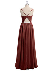 Sweetheart Neck Chiffon Dress with Spaghetti Strap Terracotta