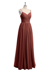 Sweetheart Neck Chiffon Dress with Spaghetti Strap Terracotta