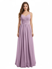 Sweetheart Neck Chiffon Dress with Spaghetti Strap Wisteria