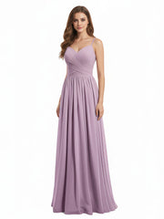 Sweetheart Neck Chiffon Dress with Spaghetti Strap Wisteria