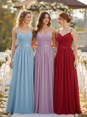Sweetheart Neck Chiffon Dress with Spaghetti Strap Wisteria