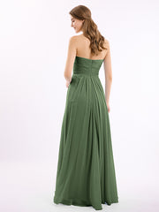 Strapless Sweetheart Neck Chiffon Dresses Olive Green Plus Size