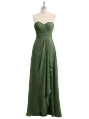 Strapless Sweetheart Neck Chiffon Dresses Olive Green Plus Size