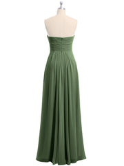 Strapless Sweetheart Neck Chiffon Dresses Olive Green Plus Size