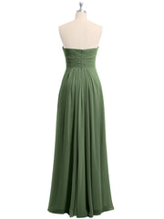 Strapless Sweetheart Neck Chiffon Dresses Olive Green