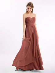 Strapless Sweetheart Neck Chiffon Dresses Terracotta Plus Size
