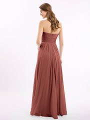 Strapless Sweetheart Neck Chiffon Dresses Terracotta