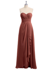 Strapless Sweetheart Neck Chiffon Dresses Terracotta Plus Size