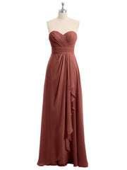 Strapless Sweetheart Neck Chiffon Dresses Terracotta