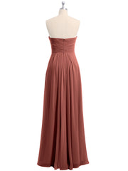 Strapless Sweetheart Neck Chiffon Dresses Terracotta Plus Size