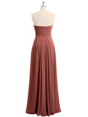 Strapless Sweetheart Neck Chiffon Dresses Terracotta