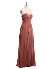 Strapless Sweetheart Neck Chiffon Dresses Terracotta