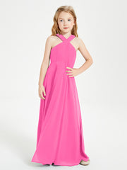 Junior Bridesmaid Dresses Grecian Neckline Floor Length Azalea