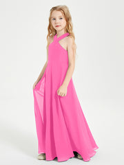 Junior Bridesmaid Dresses Grecian Neckline Floor Length Azalea