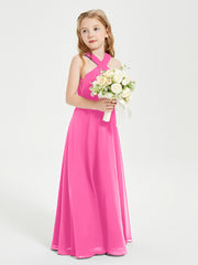 Junior Bridesmaid Dresses Grecian Neckline Floor Length Azalea