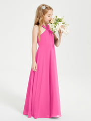 Junior Bridesmaid Dresses Grecian Neckline Floor Length Azalea