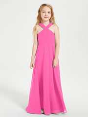 Junior Bridesmaid Dresses Grecian Neckline Floor Length Azalea