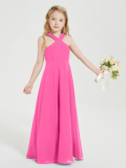 Junior Bridesmaid Dresses Grecian Neckline Floor Length Azalea
