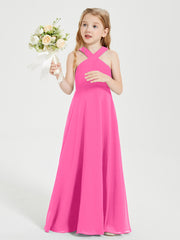 Junior Bridesmaid Dresses Grecian Neckline Floor Length Azalea