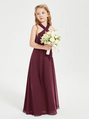 Junior Bridesmaid Dresses Grecian Neckline Floor Length Cabernet