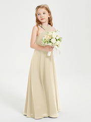 Junior Bridesmaid Dresses Grecian Neckline Floor Length Champagne