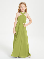 Junior Bridesmaid Dresses Grecian Neckline Floor Length Clover