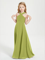 Junior Bridesmaid Dresses Grecian Neckline Floor Length Clover